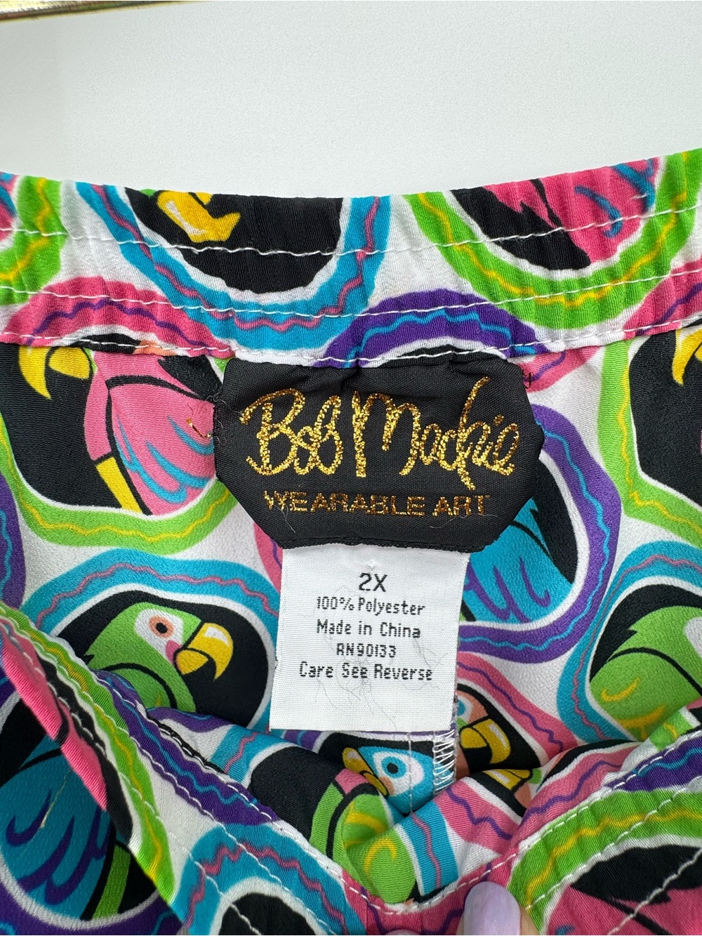 Bob Mackie Wearable Art Tropical Parrot Print skirt Multicolor